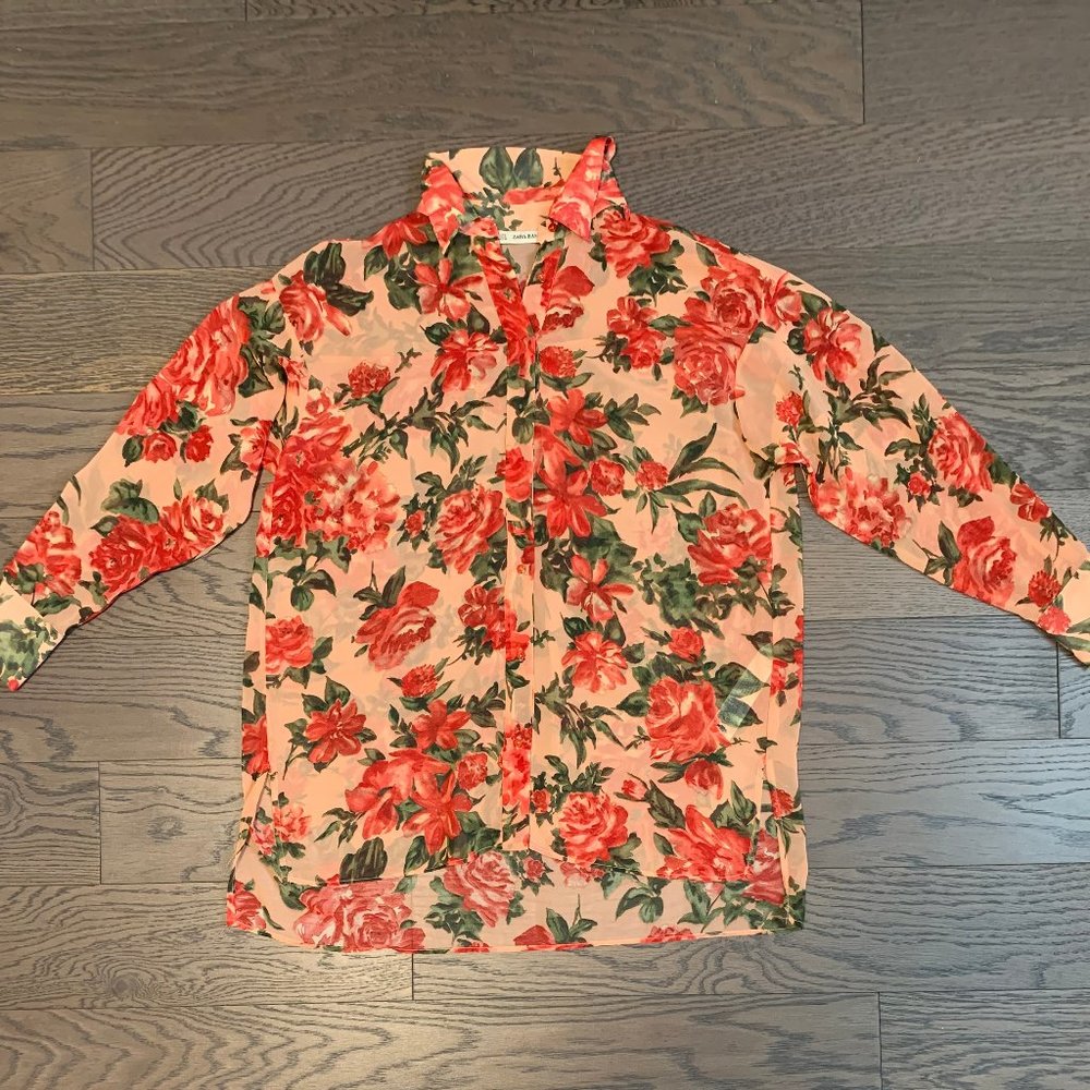 Zara Floral Blouse - Coral
